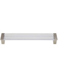 Positano Clear Cabinet Pull - 6 1/4 inch in Satin Nickel/Clear.